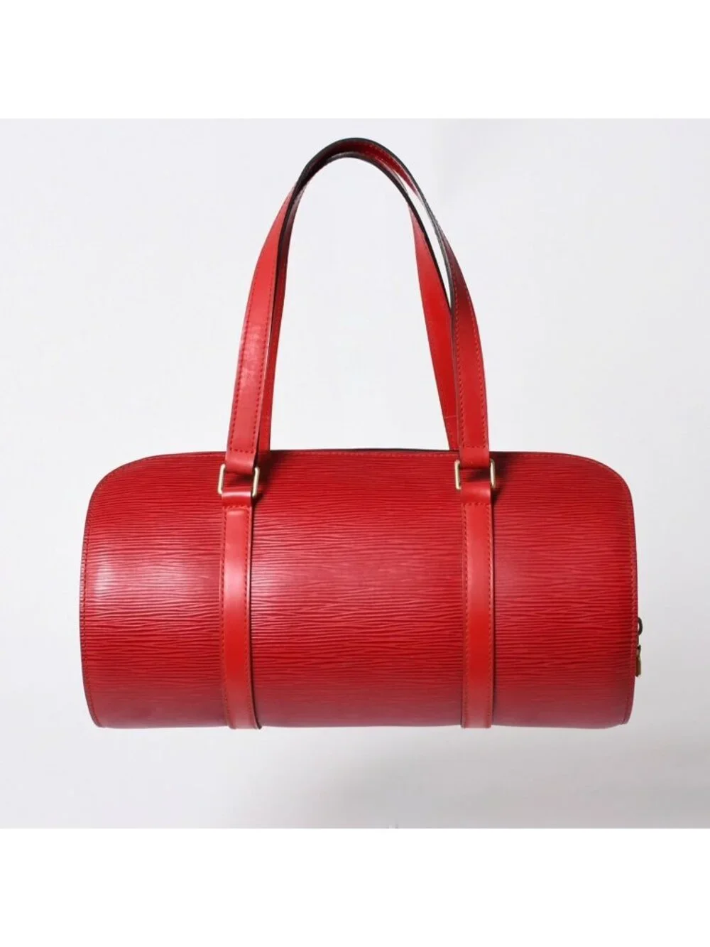 Louis Vuitton Soufflot Handbag Epi Leather Red Gold